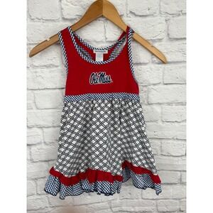 Ole Miss Rebels Girls Knit Ruffled Dress Red Blue Gingham Lattice Size 8